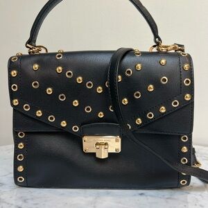 Michael Kors Black Satchel with Gold Studs